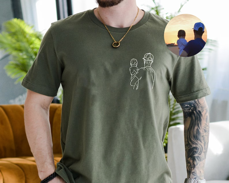 a man with a beard wearing a t - shirt with a picture of a man
