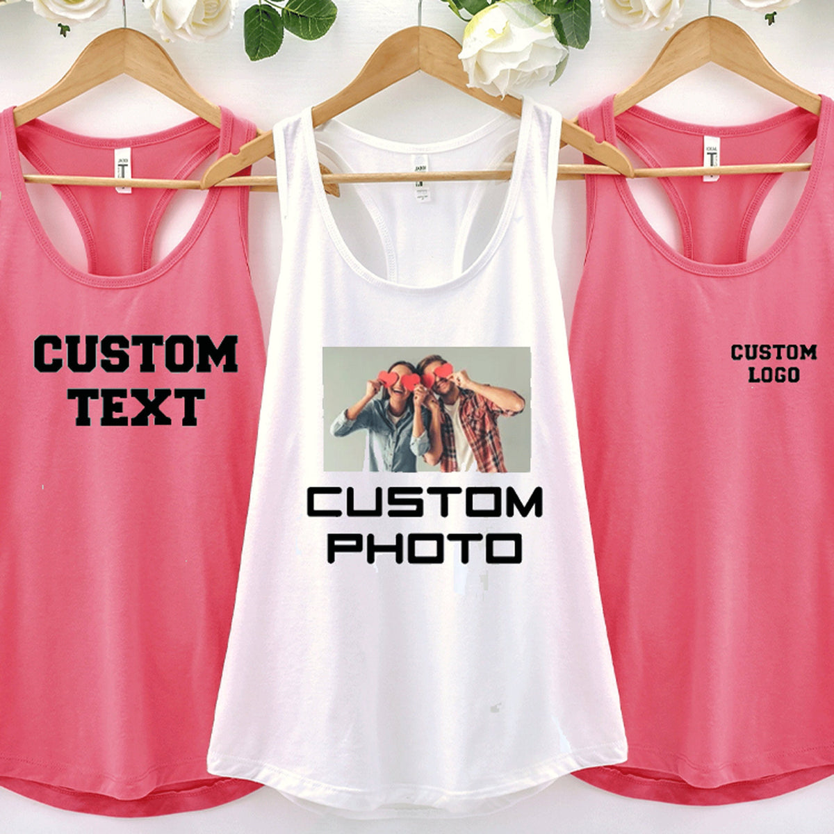 Custom Photo Text Unisex Tank Top, Personalized Tank Top, Custom Photo Design, Custom Sport Team Tank Top, Front Back Print, Women, Men