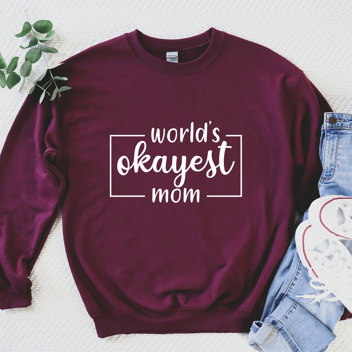 World's Okayest Mom, Funny Mom, Mother's Day, Motherhood Sweatshirt, Best Mom, Birthday Gift for Mama,Trendy Mom Hoodie, Mama Sweatshirt